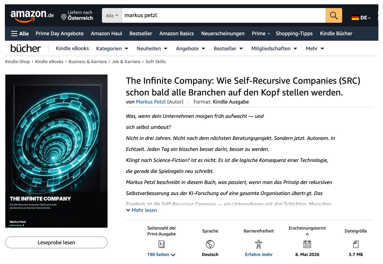 The Infinite Company von Markus Petzl auf Amazon &mdash; Self-Recursive Companies (SRC), Erscheinungstermin 8. Mai 2026